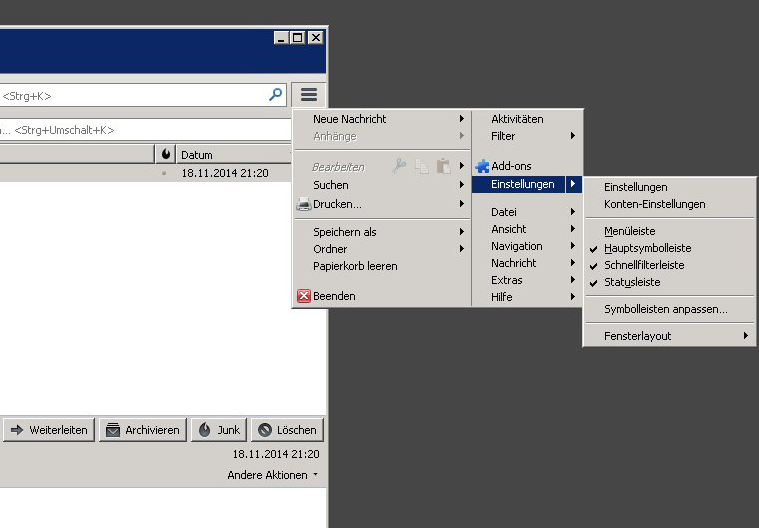 Thunderbird Menü