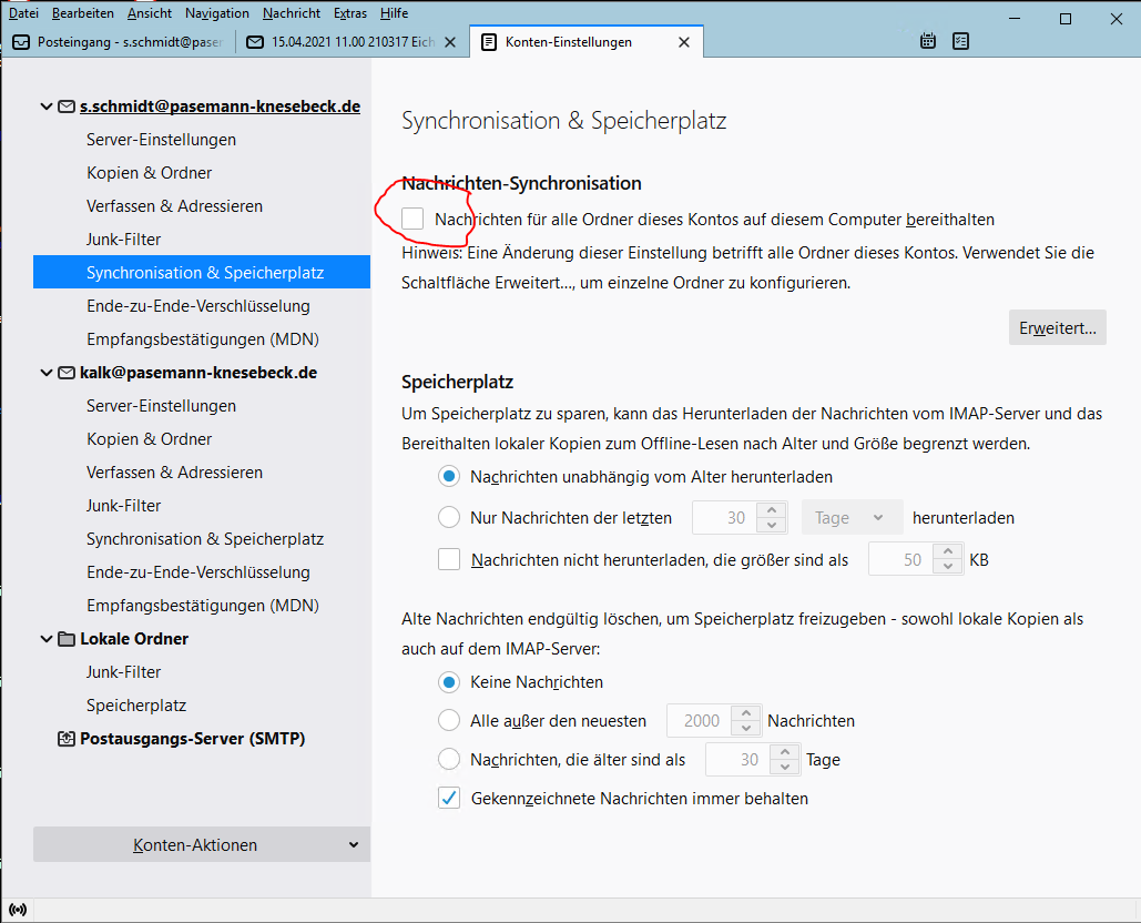 Synchronisation deaktvieren